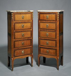Pair of  French Marble Top Lingerie Chests