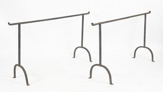 Pair of Wrought Iron Hearth Stands, 19th Century