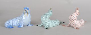 Herend Porcelain Animals; Walrus and Sea Lions