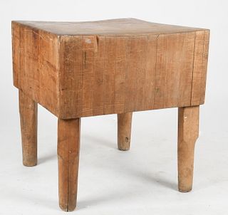 Large Square Butcher Block, Early 20th Century