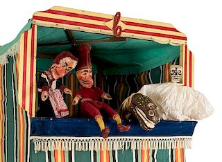 Punch and Judy Puppets and Stage.