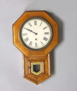 Sessions oak wall clock, 23" h.