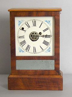 Waterbury mahogany shelf clock, 11 3/4" h., togeth
