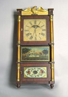 Rare late Federal triple decker mantle clock by Dy