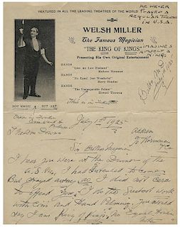 [Downs, T. Nelson] Autograph Letter Signed from Welsh Miller, Annotated by Downs.