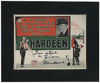 Hardeen, Theo (Theodore Weiss). Signed Christmas Postcard.