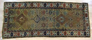 Two Caucasian throw rugs, ca. 1900, 8'4" x 3'5", 5