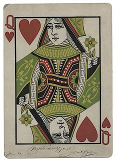 Joseffy (Joseph Freud). Giant Queen of Hearts Inscribed and Signed by Joseffy.