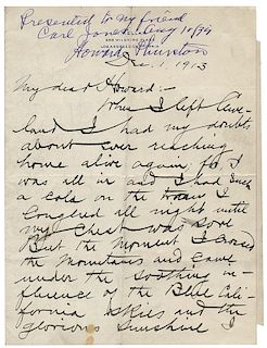 Kellar, Harry (Heinrich Keller). Autograph Letter Signed, “Kellar,” to Howard Thurston.