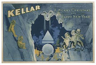 Kellar, Harry (Heinrich Keller). Merry Christmas and Happy New Year Postcard.