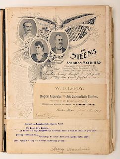 Scrapbook of Vintage Magic Ephemera, Including Houdini and Thurston Items.