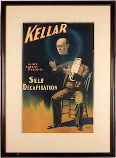 Kellar in His Latest Mystery. Self Decapitation.