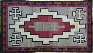 Navajo regional rug with stepped interior in red,l