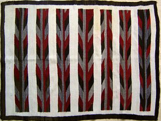 Navajo regional blanket in brown, red, and ivory b