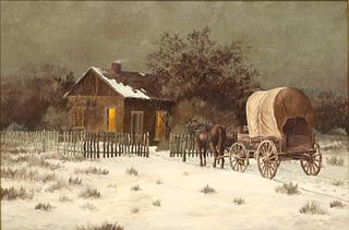 WAYNE TERRY WESTERN PAINTING COVERED WAGON