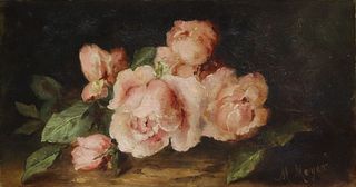 MARGARET MEYER PAINTING STILL LIFE WITH ROSES