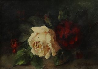 MARGARET MEYER PAINTING STILL LIFE WITH ROSES