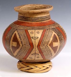 PRE-COLUMBIAN SLIP-DECORATED POTTERY WATER VESSEL
