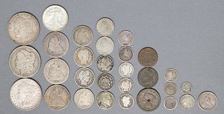 30) US COINS, 1/2 CENT 2 CENT 3 CENT 20 CENT MORE