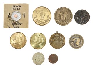 (8) TOKENS 1864, 1905, 1940, 1945 VARIOUS SUBJECTS