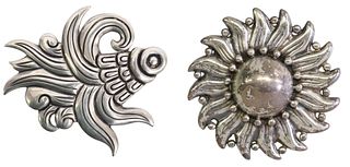 2) HECTOR AGUILAR TAXCO MEXICO 940 SILVER BROOCHES