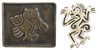 (2) DOMINGUEZ & AGUILAR TAXCO MX SILVER BROOCHES