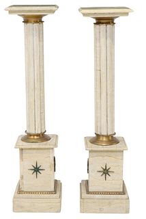 2) CONTINENTAL GILT-METAL MOUNTED MARBLE PEDESTALS
