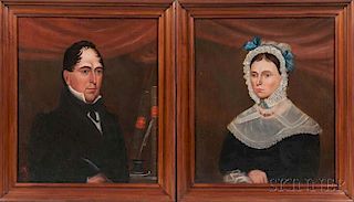 Attributed to E. Wiseman (American, 19th Century)      Portraits of a Gentleman and Lady, Reportedly Andrew and Sara Ramseur