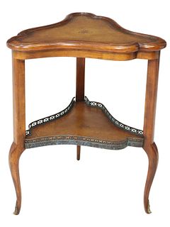 THEODORE ALEXANDER (ATTRIB) LEATHER-TOP SIDE TABLE