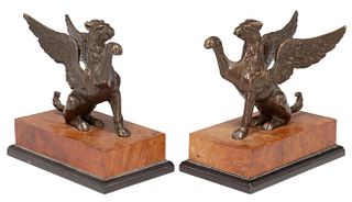 NEOCLASSICAL STYLE BRONZE WINGED GRIFFINS