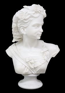 MARBLE BUST OF A YOUNG WOMAN