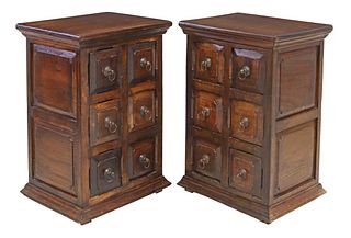 (2) RUSTIC SIX-DRAWER SIDE CABINETS