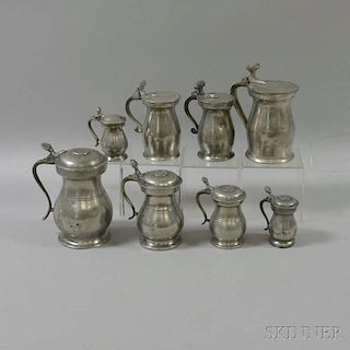 Set of Four Pewter Measures and Four Others