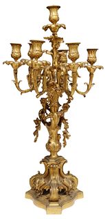 LARGE FRENCH LOUIS XV STYLE BRONZE CANDELABRUM