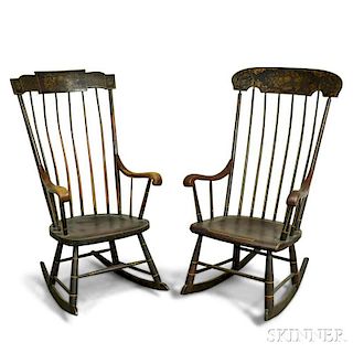 Two Grain-painted and Stenciled Rocking Chairs