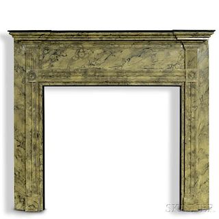 Marbleized and Carved Pine Mantel