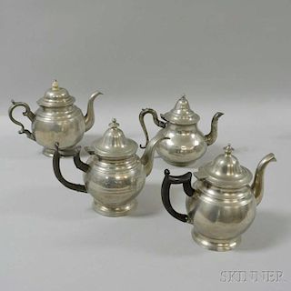 Four Pewter Teapots
