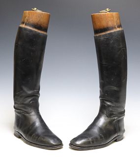(2) ENGLISH BLACK LEATHER RIDING BOOTS WITH TREES
