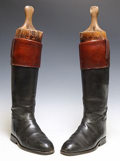 (2) ENGLISH BLACK LEATHER RIDING BOOTS WITH TREES