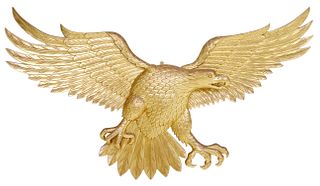 LARGE WALL HANGING CARVED GILTWOOD EAGLE, 53"W