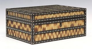 ANGLO-INDIAN EBONIZED PORCUPINE QUILL FITTED BOX