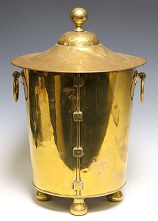 BRASS COAL BIN WITH IRON LINER, EARLY 20TH C.