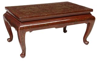CHINESE PARCEL GILT & RED LACQUERED COFFEE TABLE