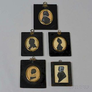 Five Framed Mostly Painted Silhouettes