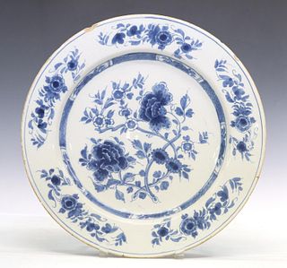 DELFT TIN GLAZED CHINOISERIE FLORAL TREE CHARGER