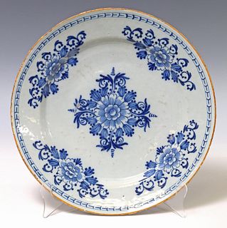 DELFT BLUE & WHITE CHINOISERIE CHARGER, MARKED