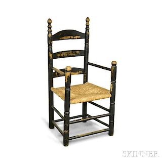 Black-painted Maple Ladder-back Armchair