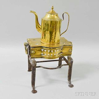 Diminutive Brass Snake-spout Teapot and a Heart-pieced Footman