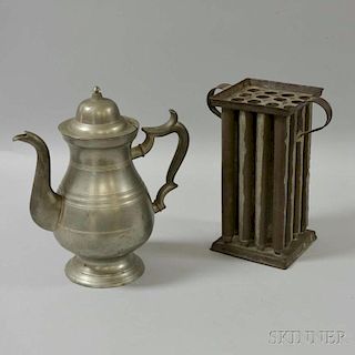 Baluster-form Pewter Coffeepot and a Sixteen-candle Mold