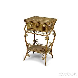 Victorian Wicker and Woven Splint Sewing Stand